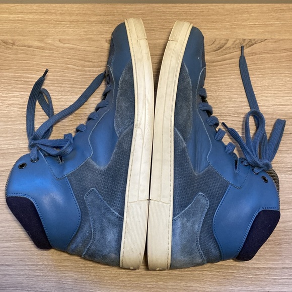 Salvatore Ferragamo Robert leather suede high top sneakers blue 8,5 EE - Picture 15 of 16